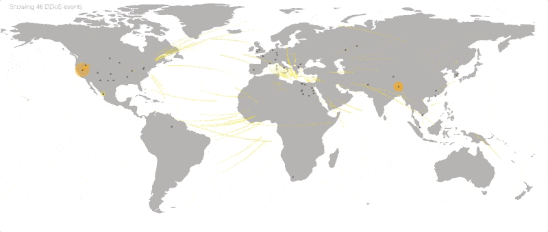 grey drawing of world with animated yellow attack lines