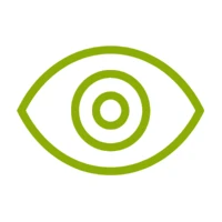 Green outline of eye and iris